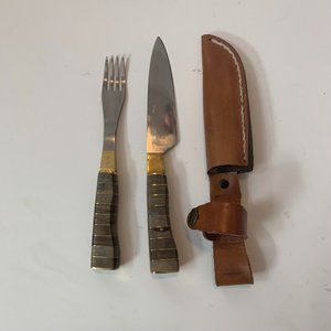 Knife and Fork Set with Leather Case